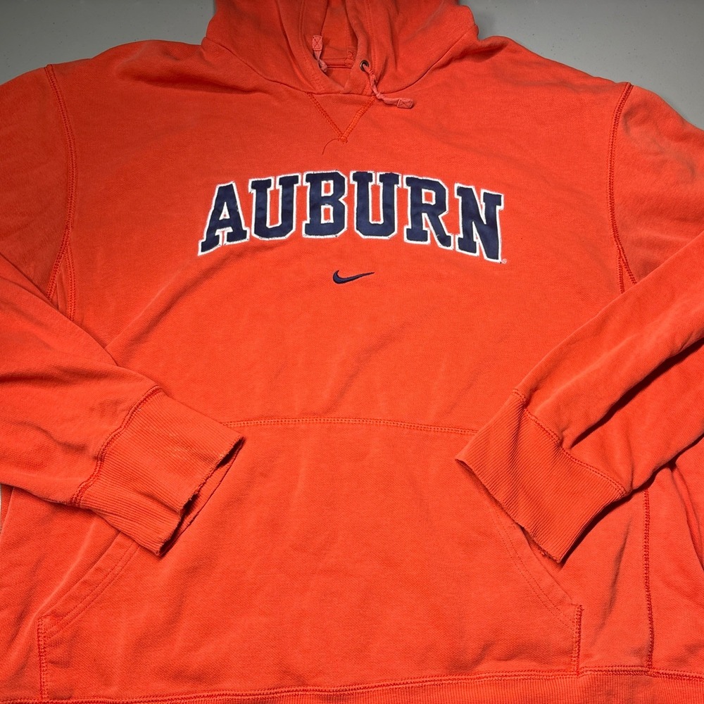 Vintage Auburn University Hoodie Men's XXL Orange Nike Center Swoosh Spellout